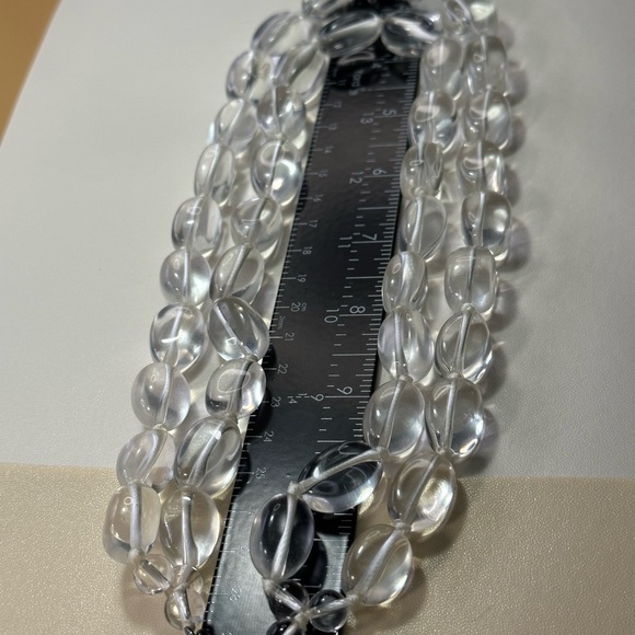 LUC925 signed mother of pearl vintage large quartz beaded necklace double strand - Picture 11 of 17